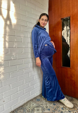 Poleron Maternal y Lactancia Manu Velvet Azul