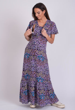Vestido Maternal y Lactancia Celeste Morado