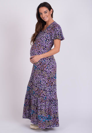 Vestido Maternal y Lactancia Celeste Morado
