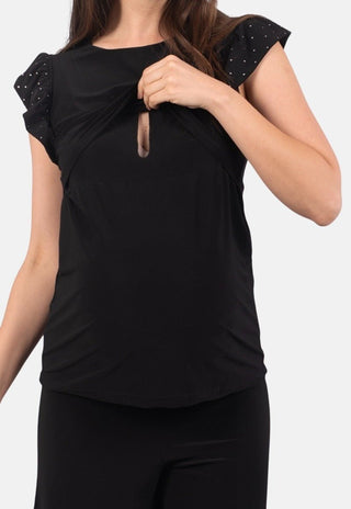 Polera Maternal y Lactancia Moni Negro Drops - Madremia