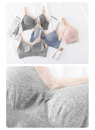 Sosten de Lactancia MTB Gris Encaje Beige