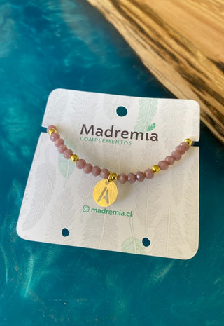 Pulsera Agatas Lila y Letra