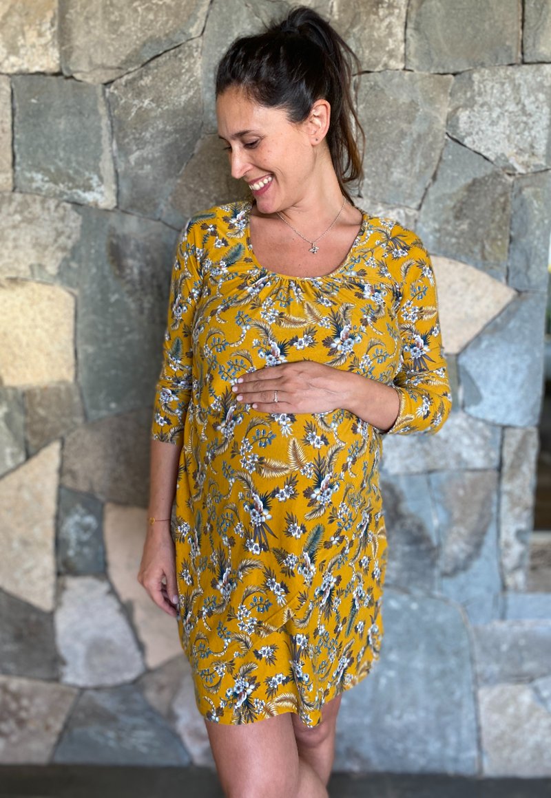Vestido Maternal y Lactancia Lupe Mostaza