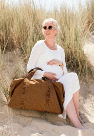 Bolso maternal Mommy Bag Camel tela agamuzada
