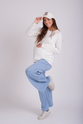 Pantalon Palazzo Maternal Javi Celeste