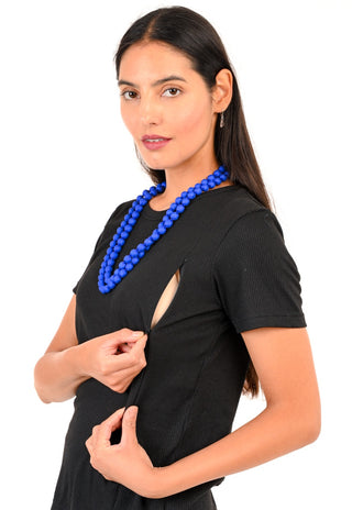 Polera Mia Negro Maternal y Lactancia Cierres Manga Corta