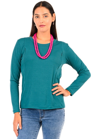 Polera Mia Petróleo Maternal y Lactancia Cierres Manga Larga