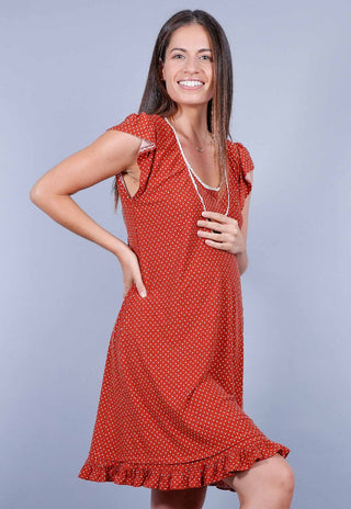 Camisa de Dormir Maternal y Lactancia Dalia Terracota