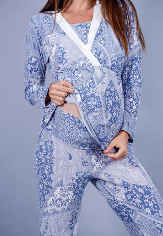 Pijama Maternal y Lactancia Sol Azul Claro