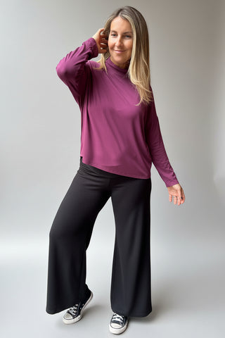 Polera Tokio Violeta Chic Maternal Over Size con Cuello Alto