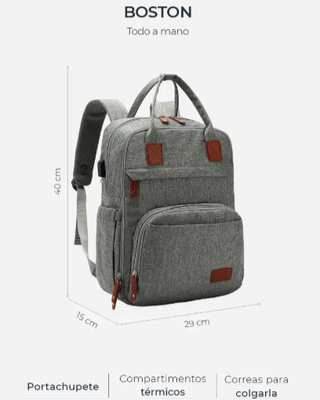 Mochila Maternal Boston Negro Melange