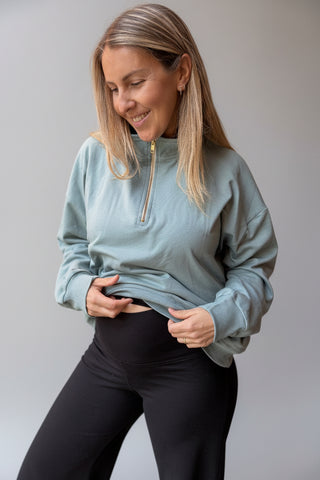 Polerón Toronto Menta Maternal Over Size con Cierre - MDM