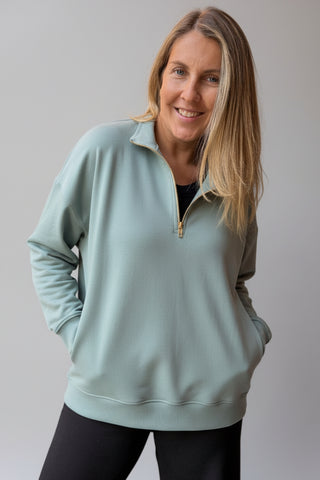 Polerón Toronto Menta Maternal Over Size con Cierre - MDM