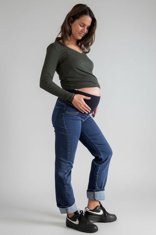 Jeans Straight Fit Azul Pre Natal y Post Parto - Recto
