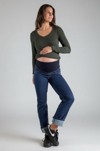 Jeans Straight Fit Azul Pre Natal y Post Parto - Recto