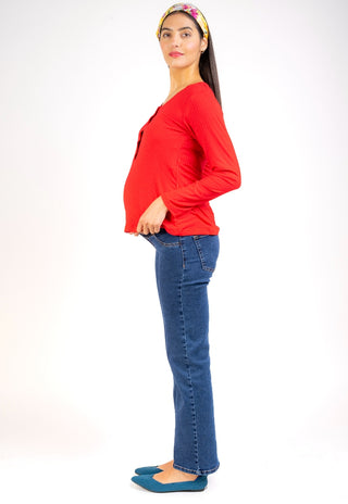 Jeans Straight Fit Azul Pre Natal y Post Parto - Recto