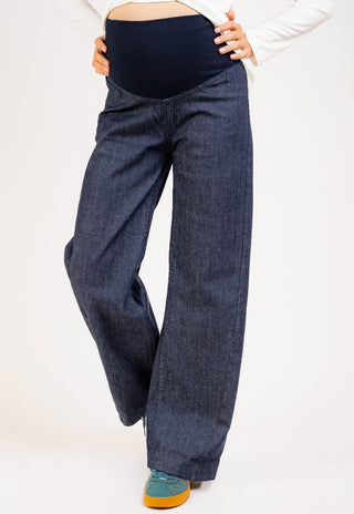 Jeans Wide Leg Azul Pre Natal y Post Parto