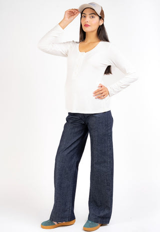 Polera Andrea Crudo Maternal y Lactancia Acanalada Botones