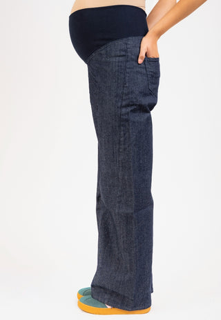 Jeans Wide Leg Azul Pre Natal y Post Parto