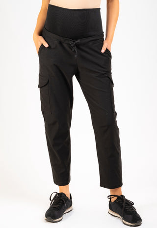 Jogger Valeria Negro Maternal con Bolsillos Cargo y Pretina Media
