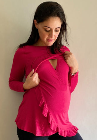 Polera Maternal y Lactancia Ale Magenta