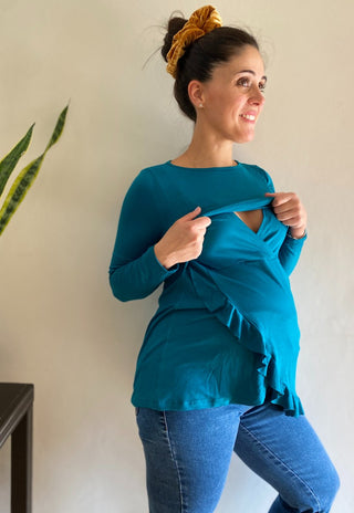 Polera Maternal y Lactancia Ale Petroleo