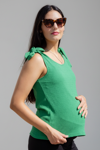 Polera Lisa Verde Maternal y Lactancia Nudo