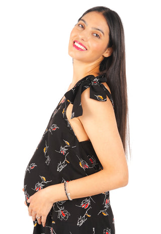 Vestido Simona Negro Maternal y Lactancia Lazos