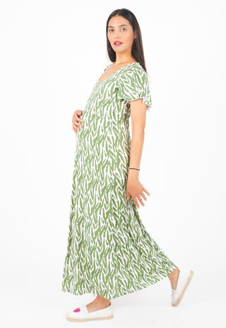 Vestido Trini Estampado Maternal y Lactancia Manga Vuelo