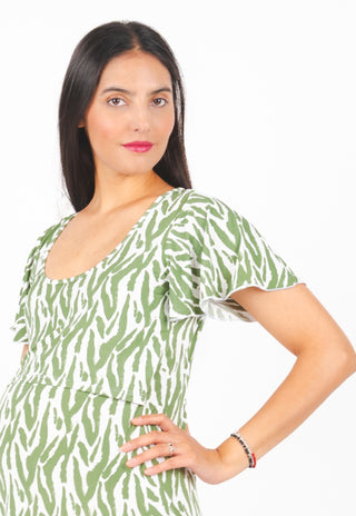 Vestido Trini Estampado Maternal y Lactancia Manga Vuelo