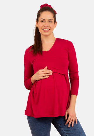 Polera Maternal y Lactancia Aurelia Magenta