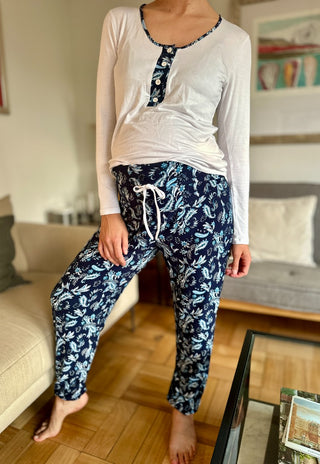 Pijama Maternal y Lactancia Valentina Azul