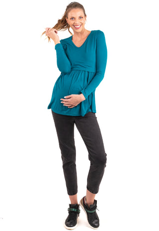 Polera Maternal y Lactancia Aurelia Petroleo