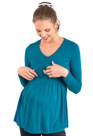 Polera Maternal y Lactancia Aurelia Petroleo