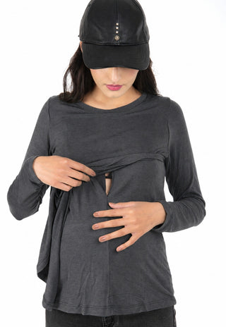 Polera Maria Marengo Maternal y Lactancia Basic Manga Larga