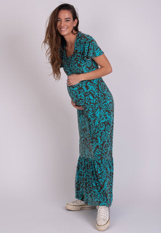 Vestido Maternal y Lactancia Celeste Turquesa