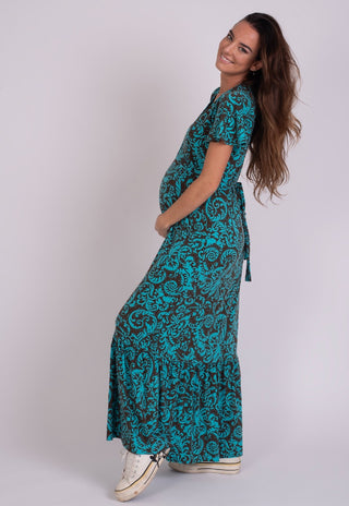Vestido Maternal y Lactancia Celeste Turquesa