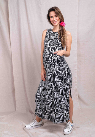 Vestido Maternal y Lactancia Julieta Blanco Negro
