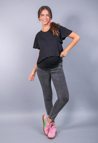 Jeans Maternal Pitillo Gris Oscuro