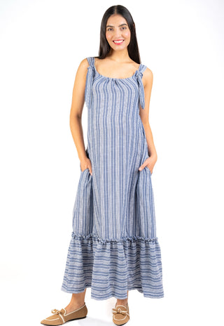 Vestido Isi Azul Pre Natal y Lactancia Lazos Ajustables