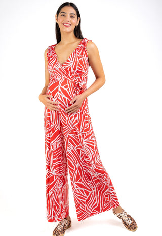 Enterito Lola Estampado Rojo Maternal y Lactancia Escote Cruzado