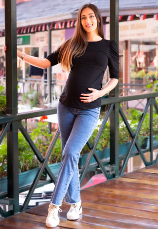 Polera Maternal y Lactancia Florencia Negro