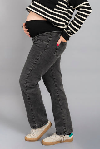 Jeans Straight Fit Gris Pre Natal y Post Parto - Recto