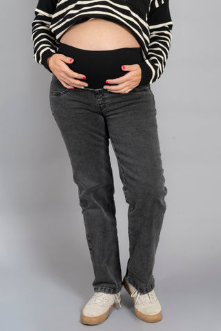 Jeans Straight Fit Gris Pre Natal y Post Parto - Recto