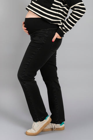 Jeans Straight Fit Negro Pre Natal y Post Parto - Recto
