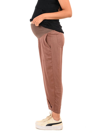 Pantalón Eloisa Café Post Natal Carrot Fit de Tencel