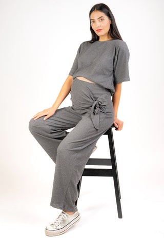 Pantalon Palazzo Maura Marengo Maternal con Lazo en Pretina