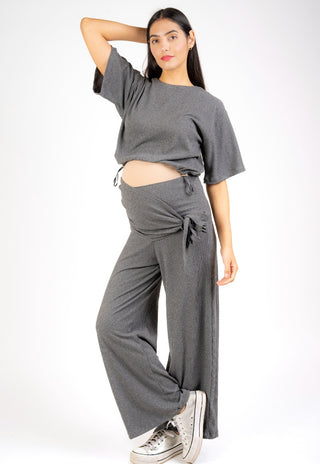 Pantalon Palazzo Maura Marengo Maternal con Lazo en Pretina