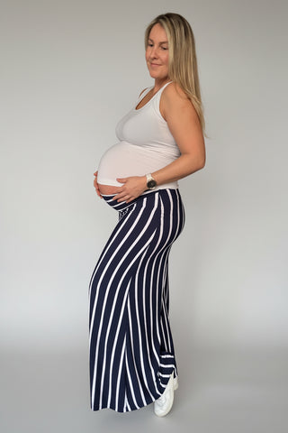 Pantalón Pame Rayas Azul Pre Natal Palazzo
