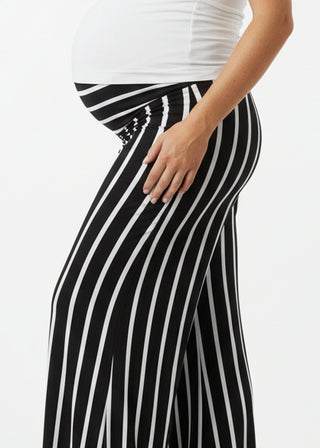 Pantalón Pame Rayas Negro Pre Natal Palazzo